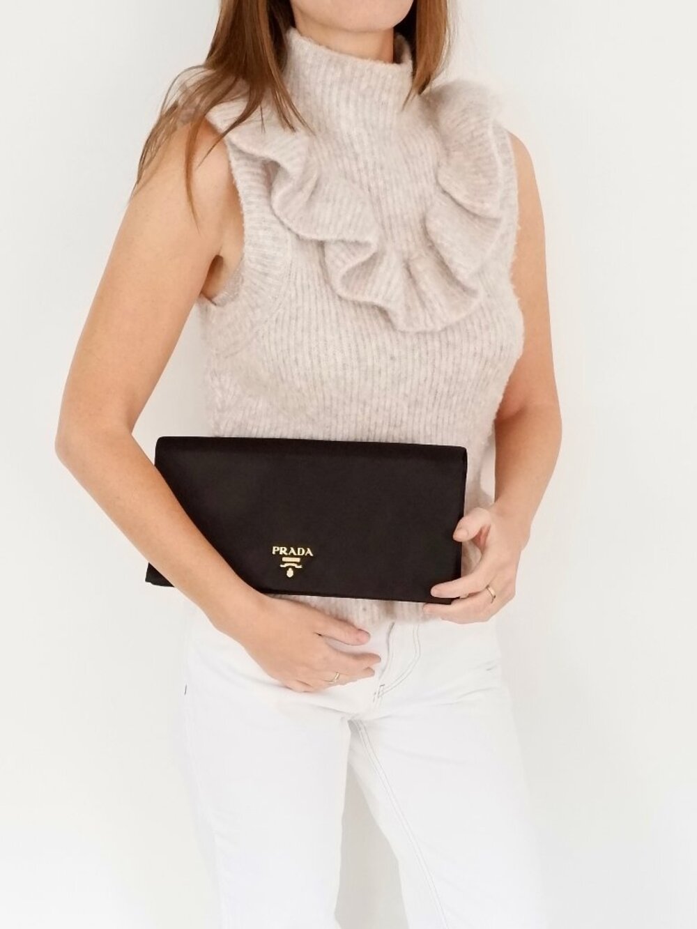 Authentic Preowned Prada Black Satin Clutch